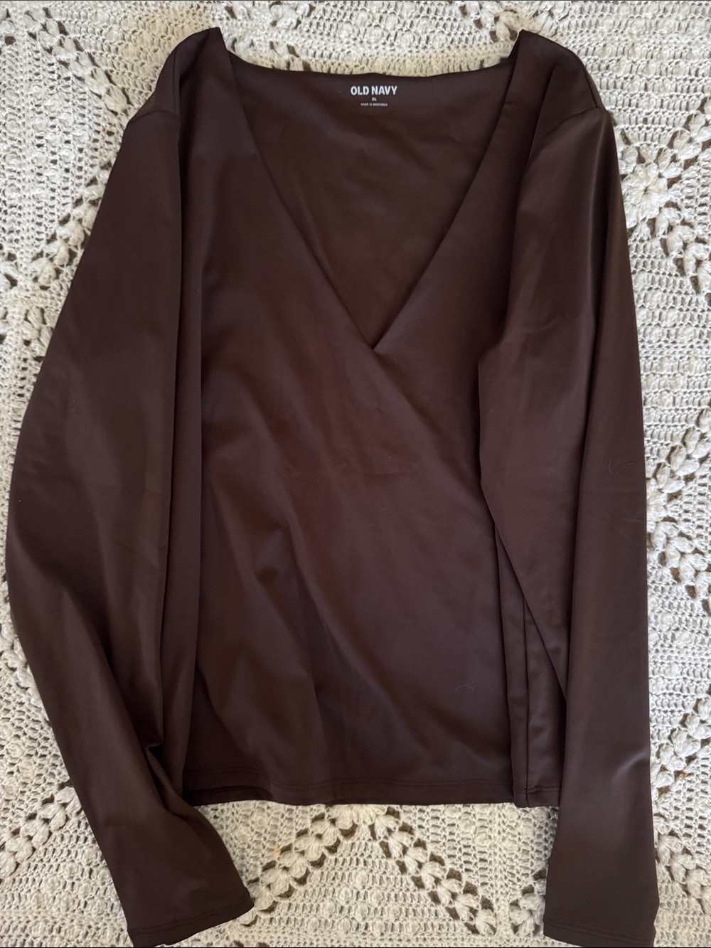 Old Navy Brown V-Neck Long Sleeve Tee